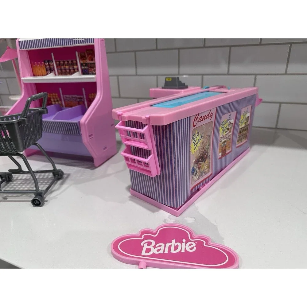 Vintage Barbie Grocery Store Supermarket Playset Register Shelf Cart Lot Mattel